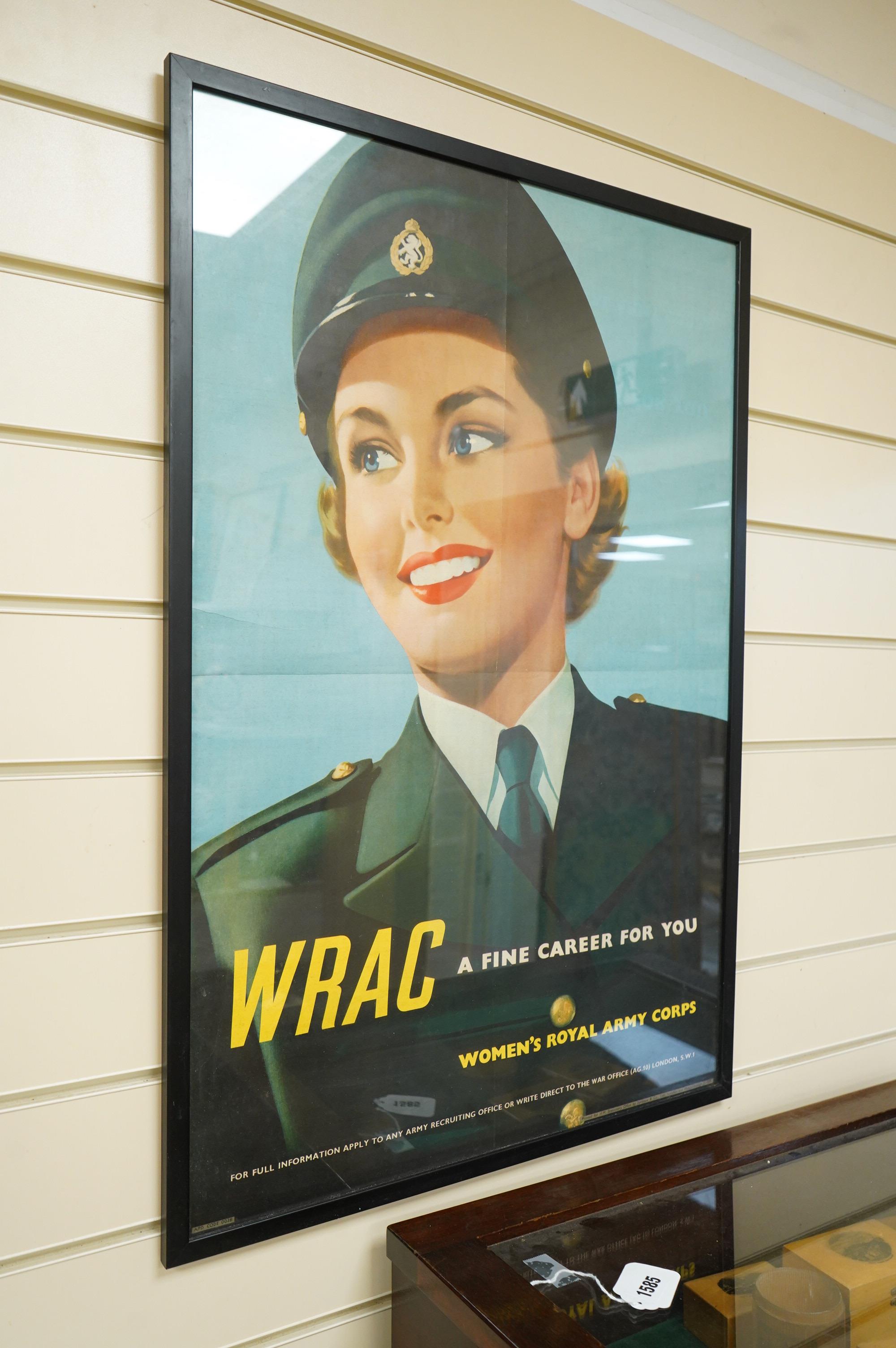 A WRAC military interest poster, printed for HM Stationary Office by Jordison & Co, 73 x 48cm